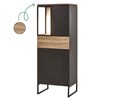 Colonne-bar-2-portes-1-tiroir-1-niche-Portofino-decor-noir-vieux-chene-K699-61cm-KB1R-Evan