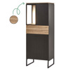 Colonne-bar-2-portes-1-tiroir-1-niche-Portofino-decor-noir-vieux-chene-K699-61cm-KB1R-Evan
