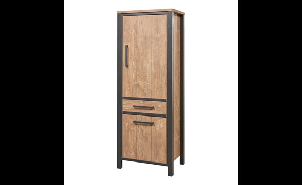 Colonne-bar-2-portes-1-tiroir-Lovina-decor-bois-teak-noir-mat-K661-KB1R-KB6R-69cm-Meubar