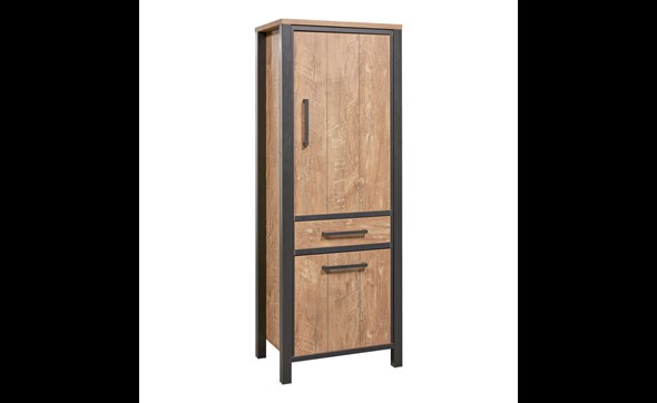 Colonne-bar-2-portes-1-tiroir-Lovina-decor-bois-teak-noir-mat-K661-KB1R-KB6R-69cm-side-Meubar