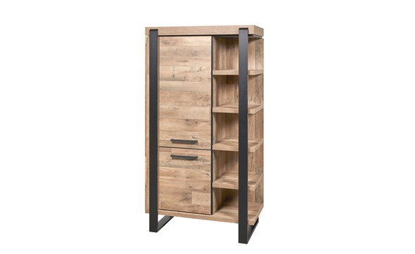 Colonne-bar-2-portes-5-niches-Udine-decor-parquet-naturel-noir-mat-K632-KB1L-102cm-Evan