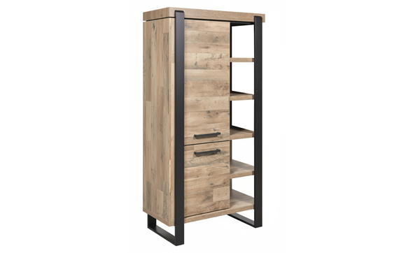 Colonne-bar-2-portes-5-niches-Udine-decor-parquet-naturel-noir-mat-K632-KB1L-102cm-TRUC-Evan