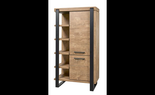 Colonne-bar-2-portes-5-niches-Udine-decor-teck-orange-noir-mat-K661-KB1R-102cm-Evan