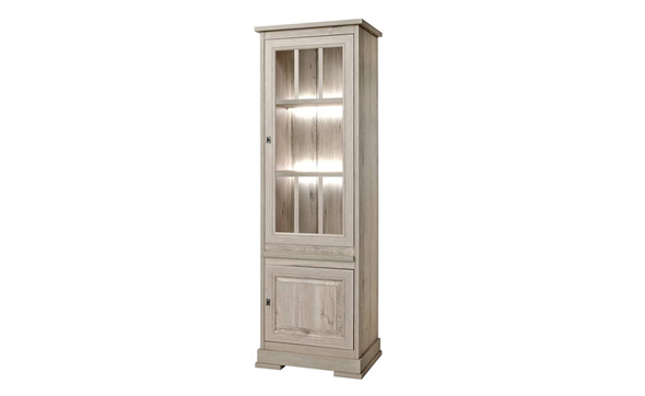 Colonne-vitrine-2-portes-Kent-decor-bois-chene-millenium-gris-clair-K540-KV6R-68cm-Meubar