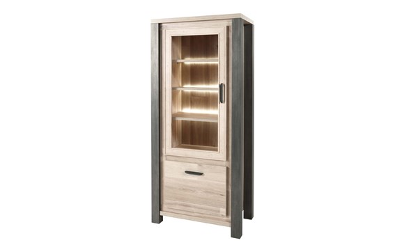 Colonne-vitrine-2-portes-Tomba-decor-bois-chene-vieux-imitation-acier-K497-KV6L-81cm-Meubar