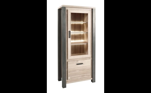 Colonne-vitrine-2-portes-Tomba-decor-bois-chene-vieux-imitation-acier-K497-KV6d-81cm-Meubar