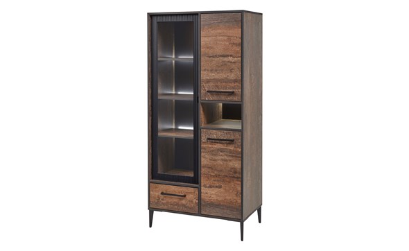 Colonne-vitrine-3-portes-1-tiroir-1-niche-Perugia-decor-brun-fonce-noir-mat-K647-KV1L-82cm-Evan
