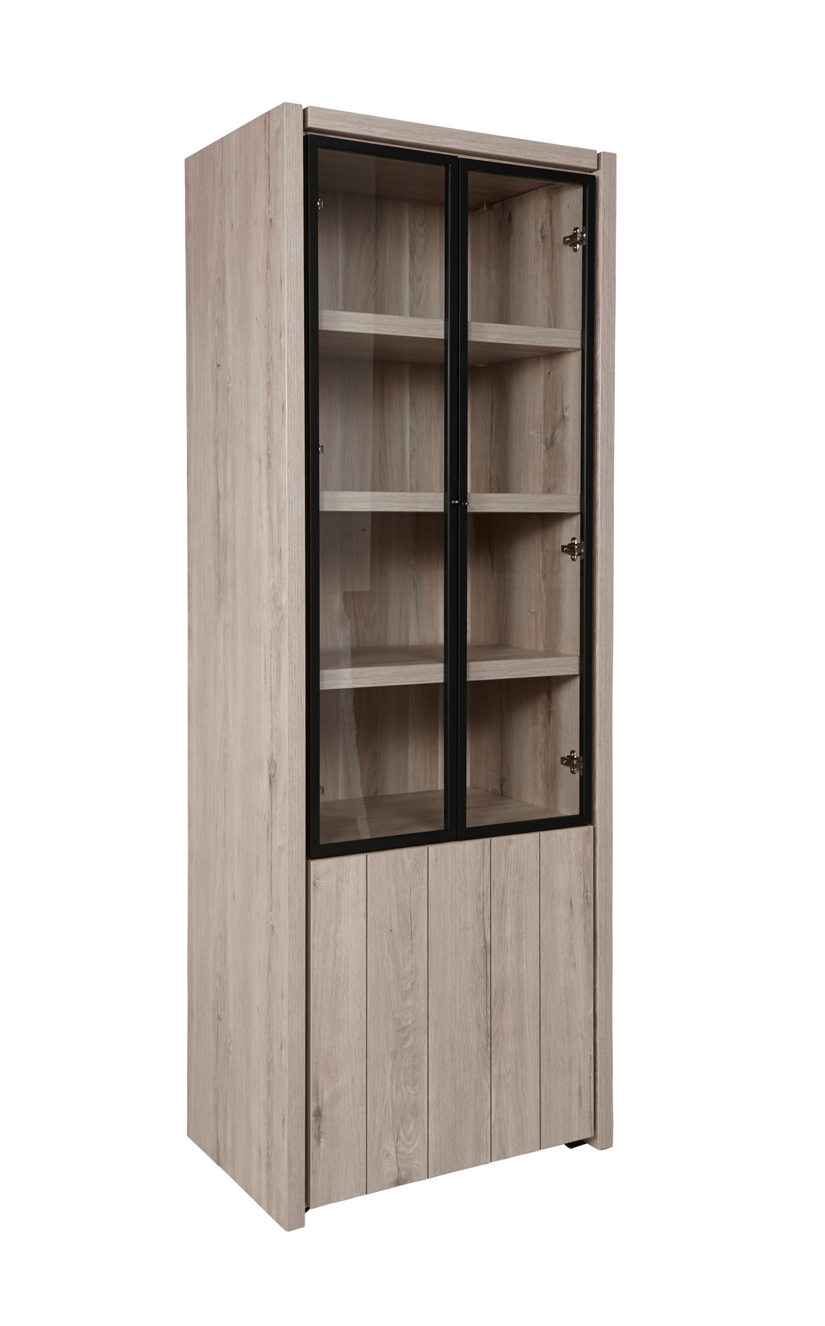 Colonne-vitrine-Lucca-KV1-chene-millenium-gris-clair-noir-side-Evan