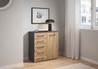 Commode-1 porte-5 tiroirs-Nevada-61V3-AC176-chene artisan-gris metallique-01-Rauch