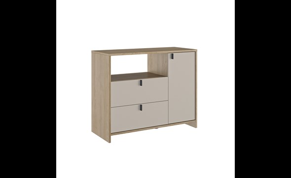 Commode-1-porte-2-tiroirs-1-niche-1G2V160-Ritmo-chataignier-naturel-perspective-Gautier