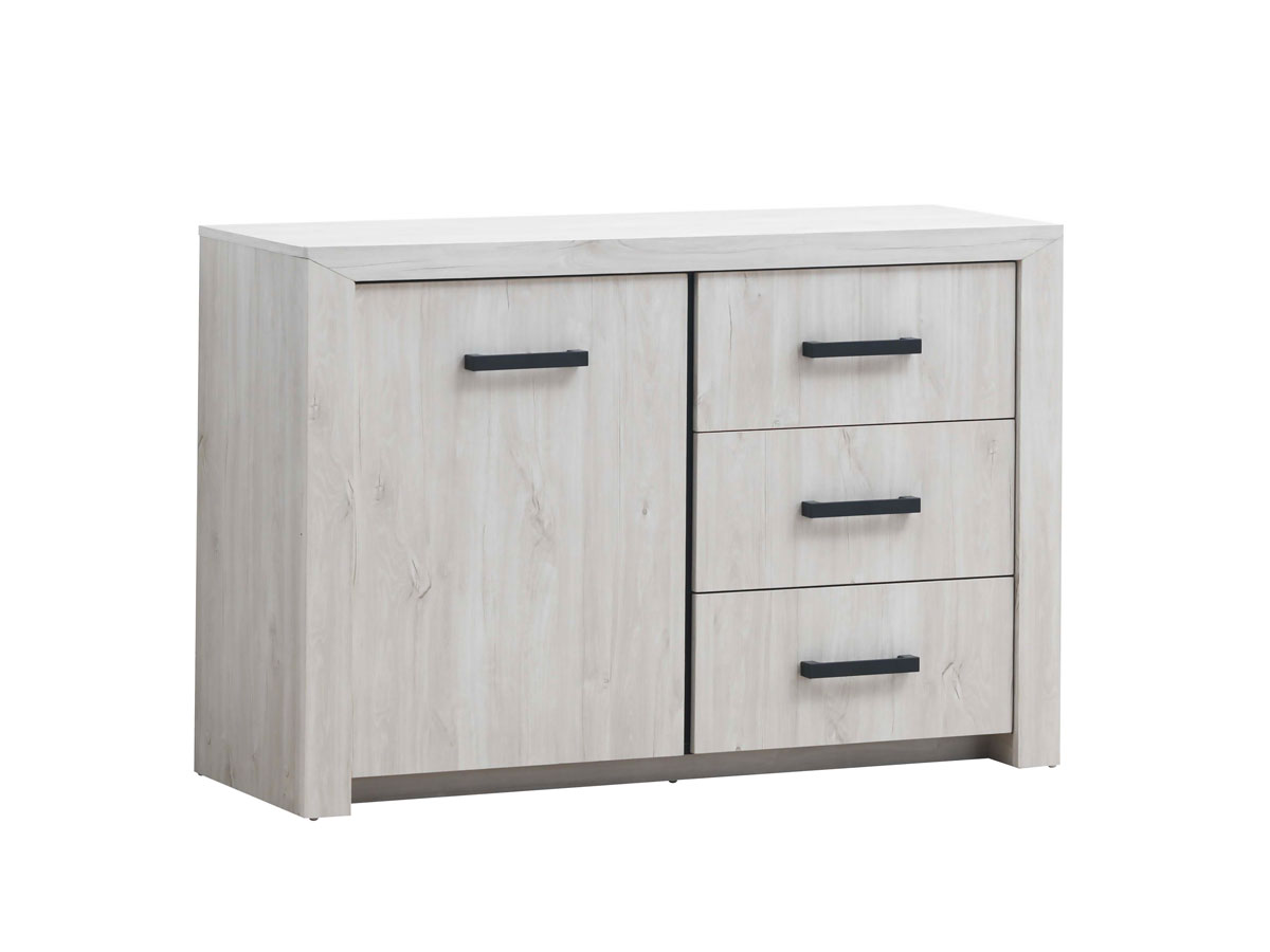 Commode-1_porte-3-tiroirs-Elvis-decor-bois-chene-blanc-120cm-Oosterlynck