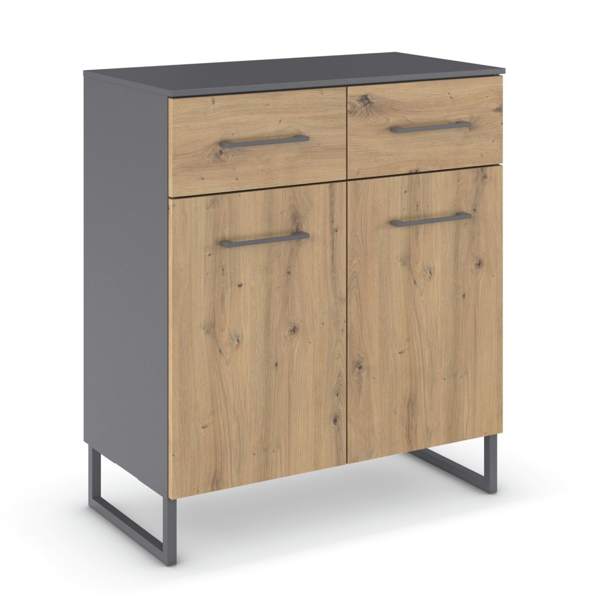 Commode-2 portes-2 tiroirs-Butte-6B21-Artisan oak-Metallic grey-01-Rauch
