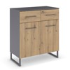 Commode-2 portes-2 tiroirs-Butte-6B21-Artisan oak-Metallic grey-01-Rauch