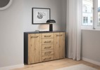 Commode-2 portes-5 tiroirs-Nevada-61V5-AC176-chene artisan-gris metallique-01-Rauch