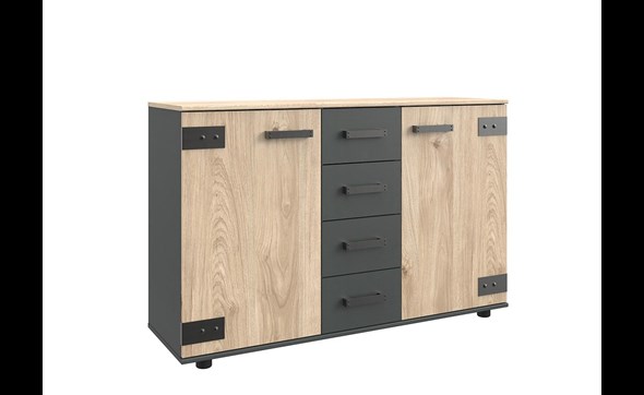 Commode-2-porte-4-tiroirs-Malmoe-decor-silver-fir-graphite-130cm-Wimex