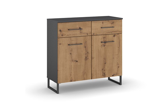Commode-2-portes-2-tiroirs-Butte-decor-chene-artisan-93cm-Rauch