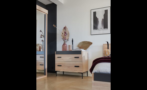 Commode-2-tiroirs-First-melamine-chene-clair-Celio
