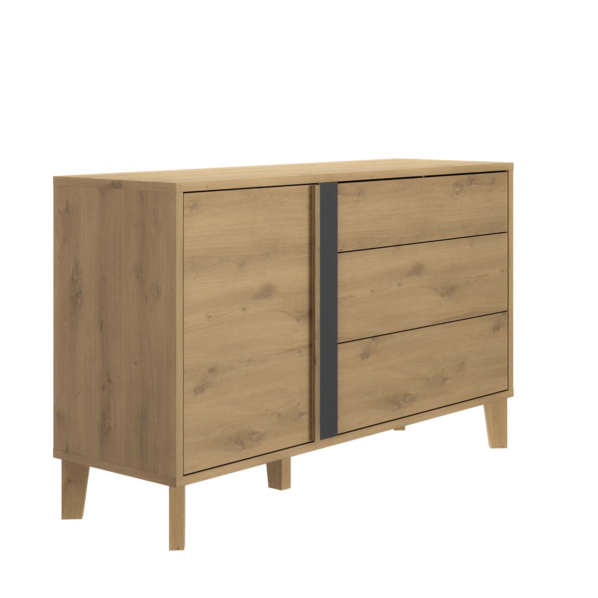 Commode-3-tiroirs-1-porte-Rivoli-chene-artisan-1H3F160-02-Gautier