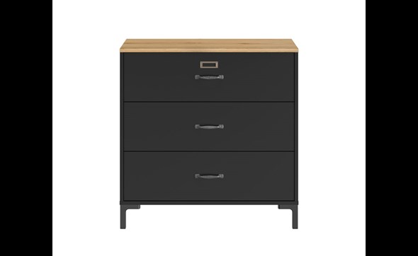 Commode-3-tiroirs-Diagone-Manchester-decor-noir-E13046-81cm-front-Gautier