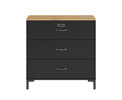 Commode-3-tiroirs-Diagone-Manchester-decor-noir-E13046-81cm-front-Gautier