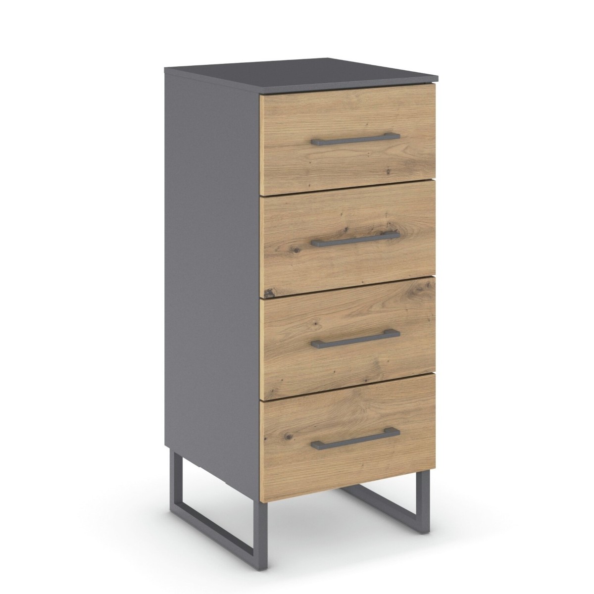 Commode-4 tiroirs-40 cm-Butte-6B20-Artisan oak-Metallic grey-01-Rauch