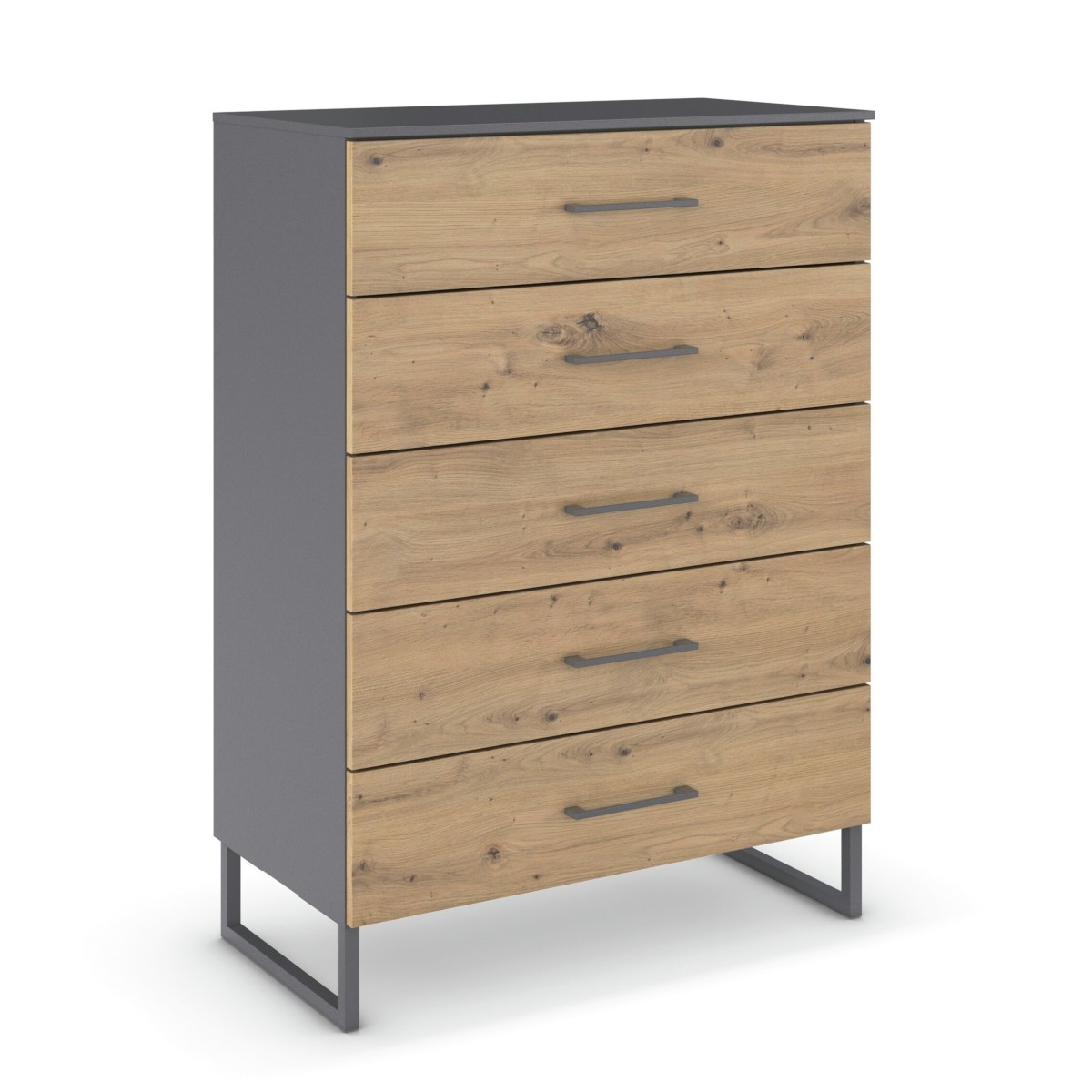 Commode-5 tiroir-80 x 111-Butte-6B24-Artisan oak-Metallic grey-01-Rauch