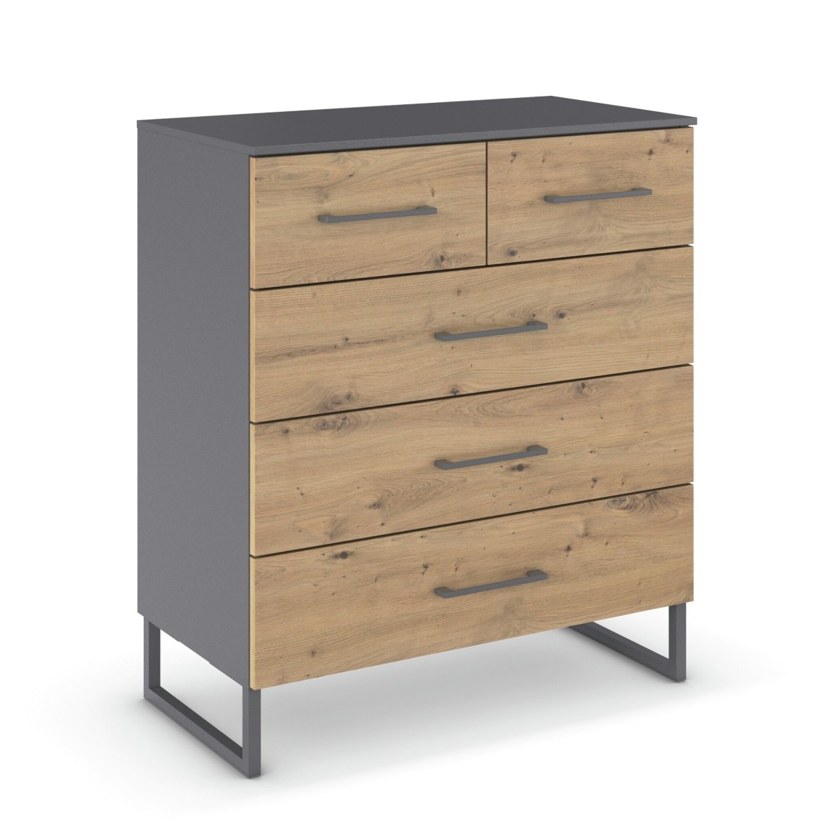 Commode-5 tiroirs-80 x 92-Butte-6B23-Artisan oak-Metallic grey-01-Rauch