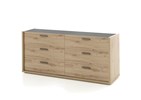Commode-6-tiroirs-Elena-decor-bois-chene-marbre-gris-160cm-Neyt