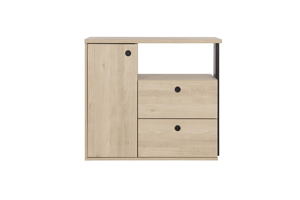 Commode-Duplex-decor-chataignier-naturel-noir-G72160-90cm-front-Gautier