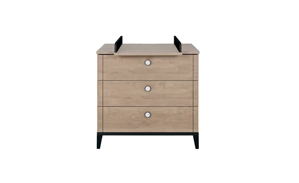 Commode-bebe-3-tiroirs-Marcel-decor-chene-blond-noir-Gautier