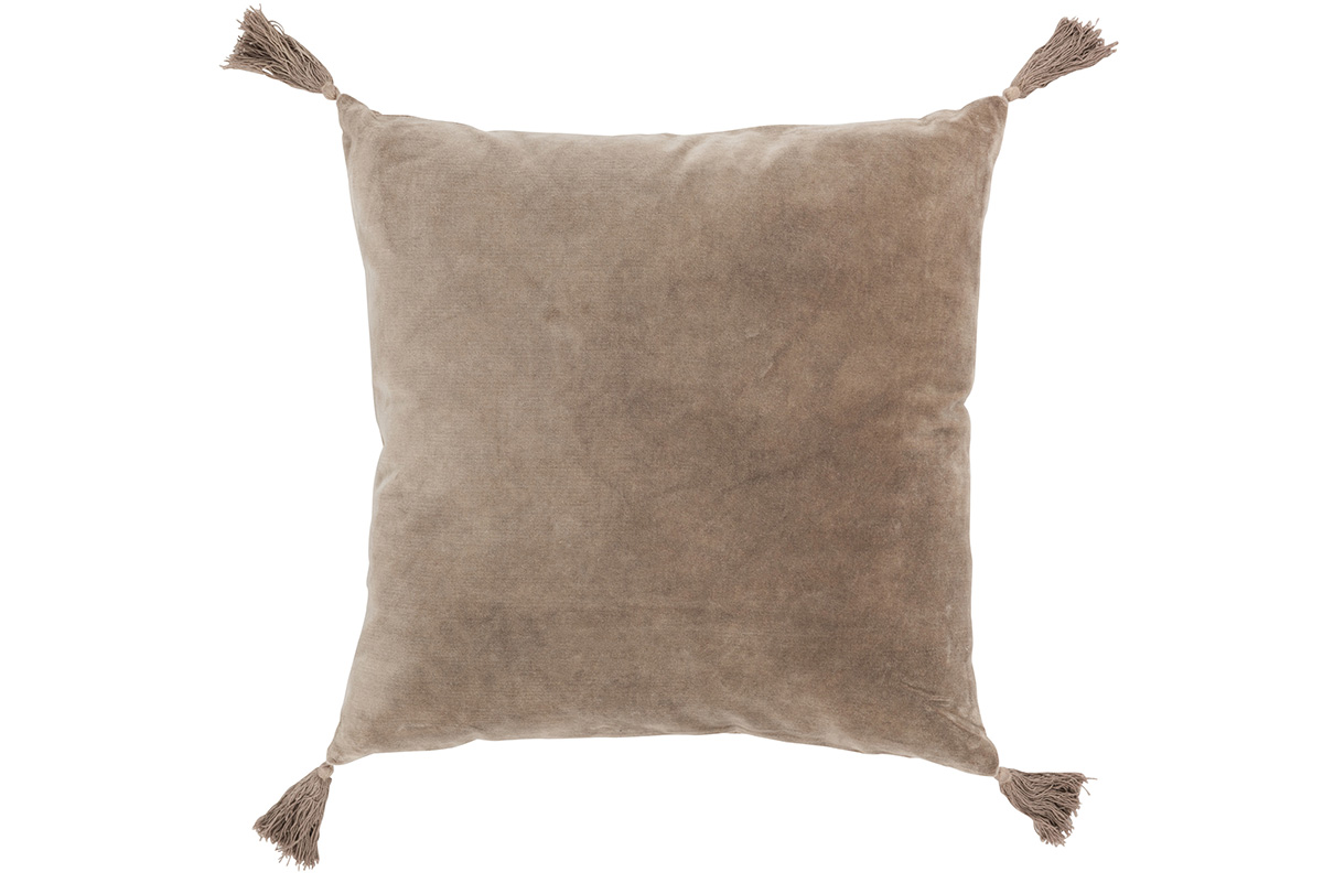 Coussin-floches-88221-coton-velours-marron-Jolipa