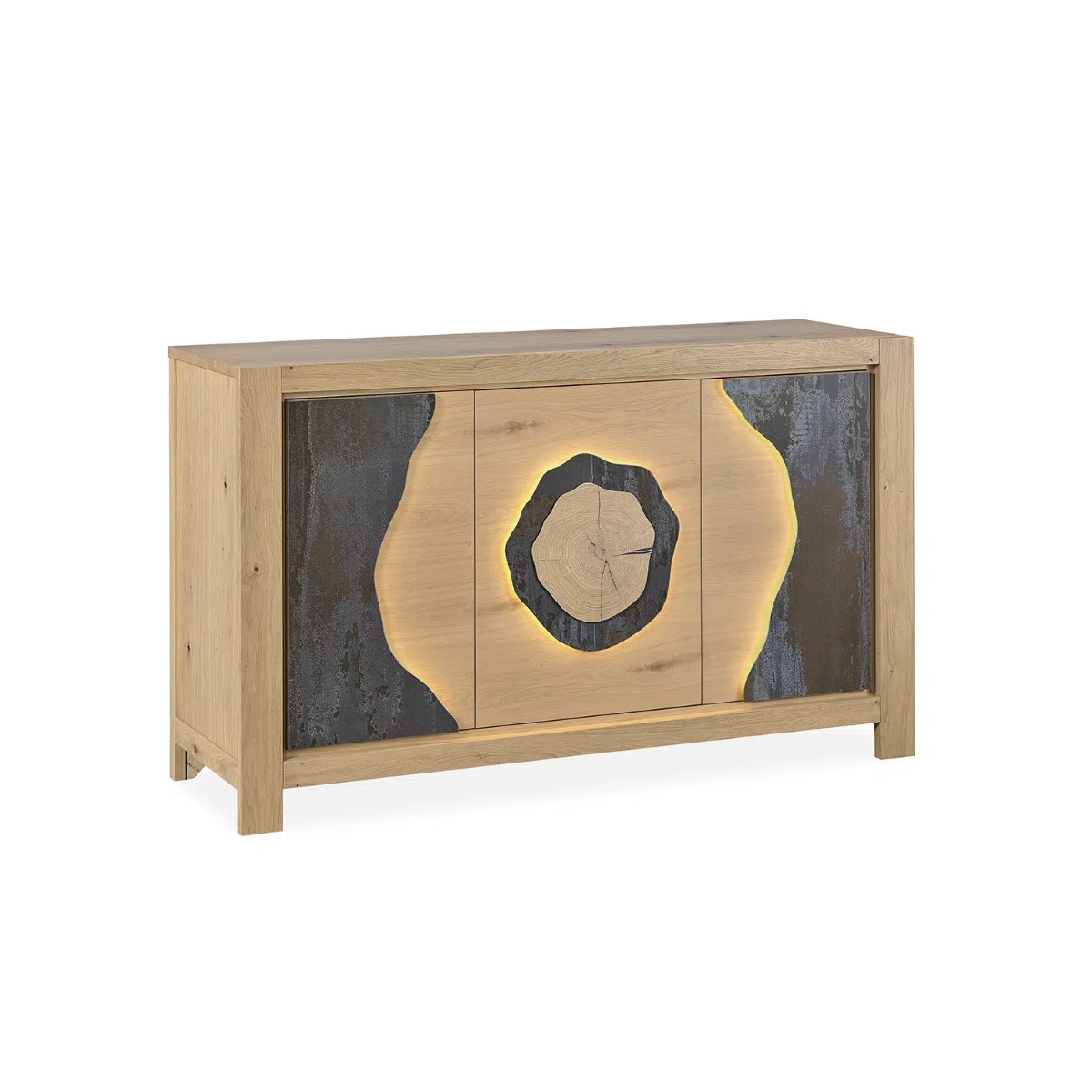 Dressoir-3 portes-170 cm-Minerale-214111-chene brosse-ceramique brun-01-Girardeau