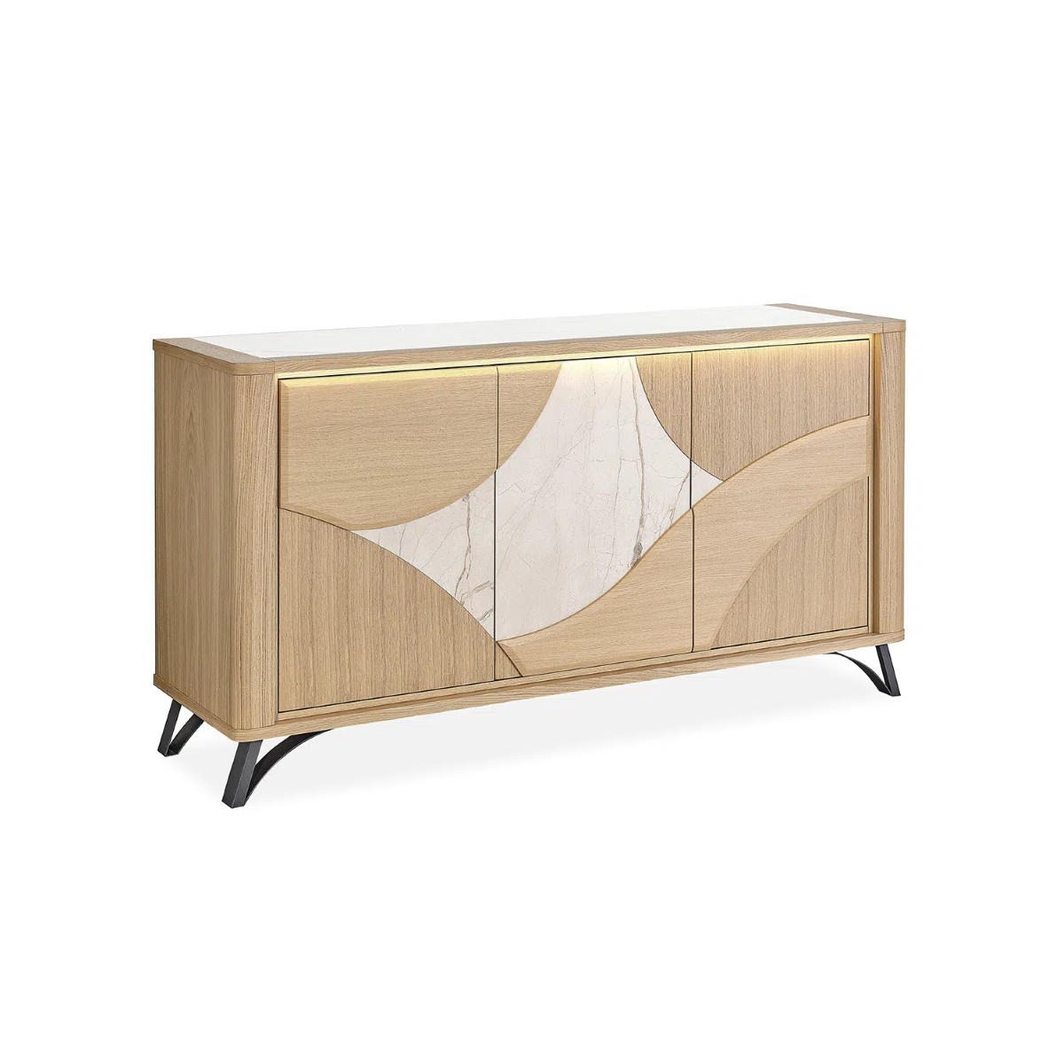 Dressoir-3 portes-175 cm-Riviera-194110-chene brosse-ceramique beige-01-Girardeau