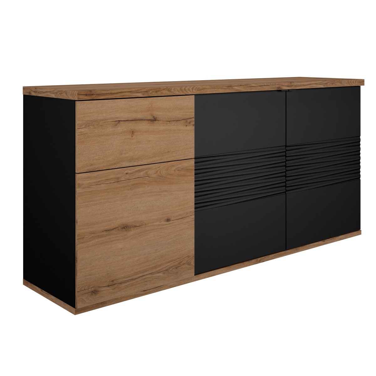 Dressoir-3-Portes-1-Tiroir-Otello-1J3D500-Noir-01-Gautier