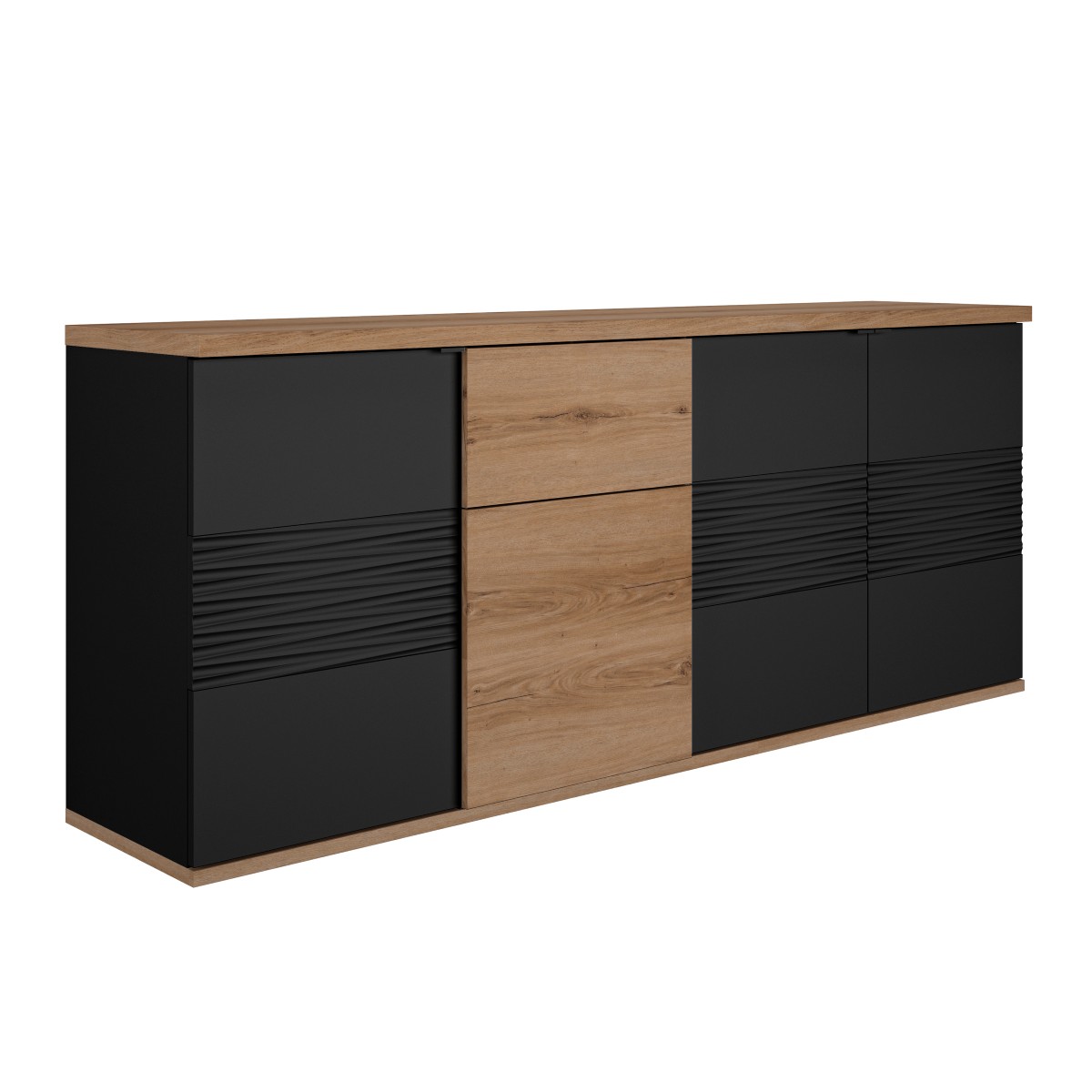 Dressoir-4-portes-1-Tiroir-Otello-1J3D504-Noir-01-Gautier