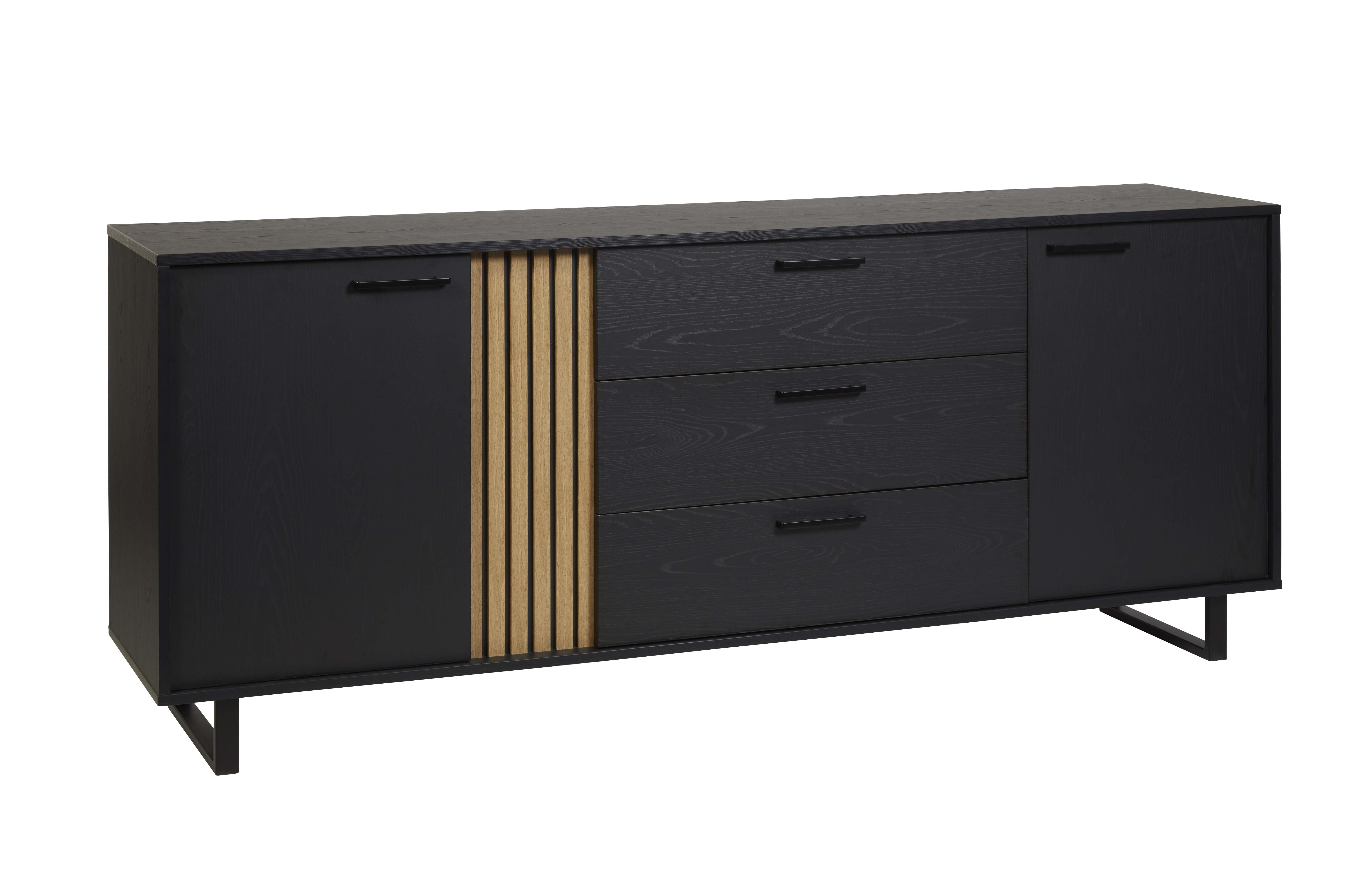 Dressoir-Faro-220cm-bois-chene-noir-Neyt