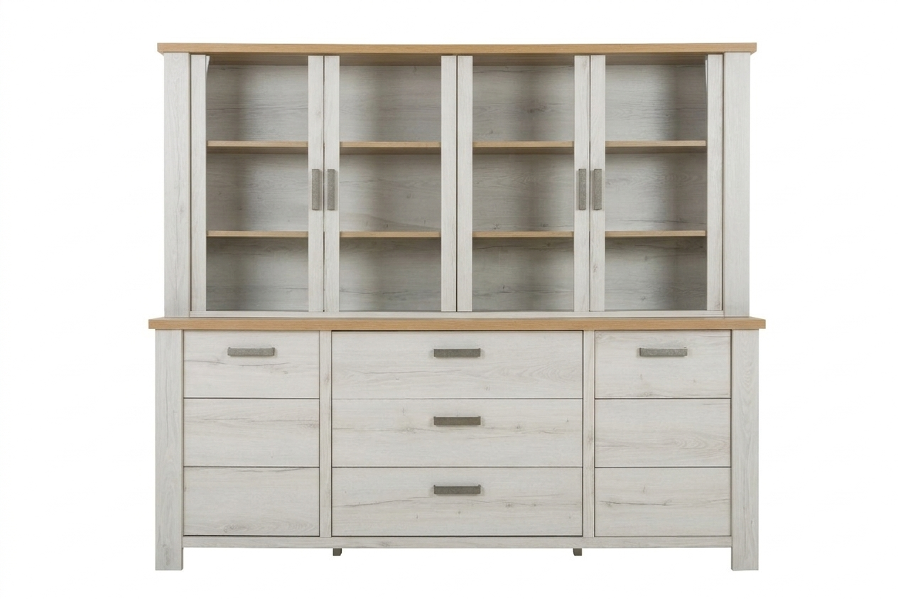 Dressoir-Vaisselier-Manosque-1J3G504+304-chene helvezia blanchi-01-Gautier