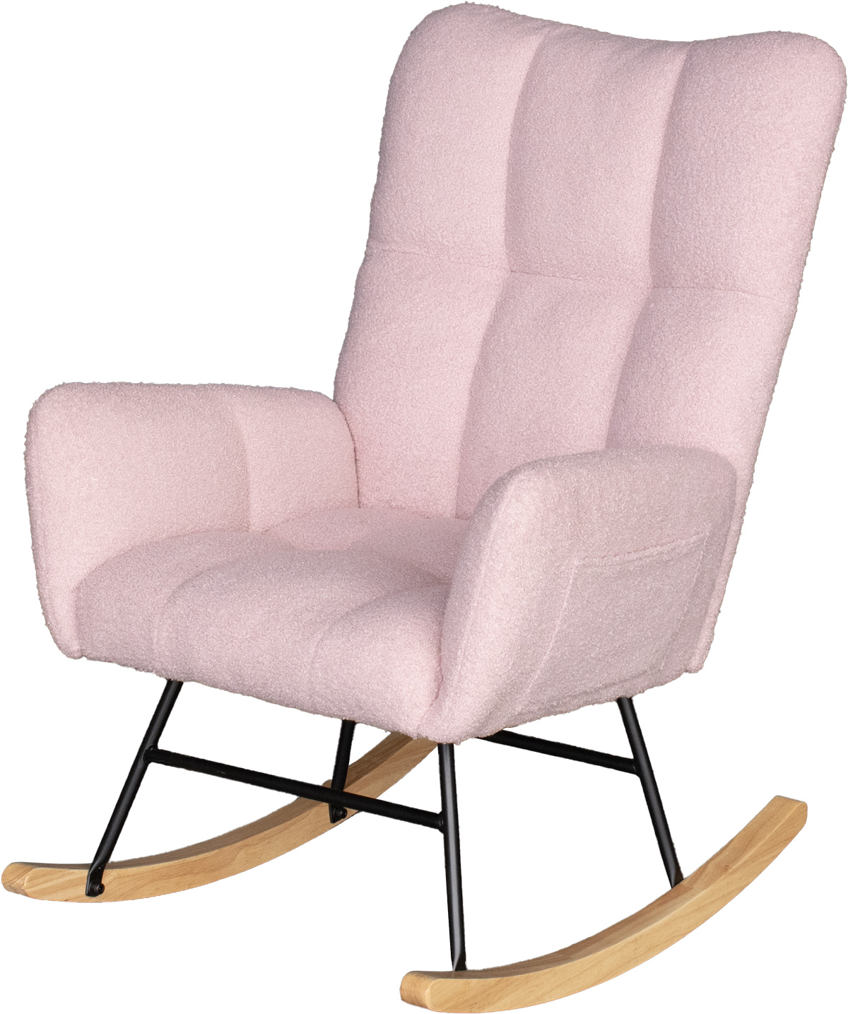 Fauteuil-bascule-Pacha-tissu-teddy-rose-Comodi-sofa