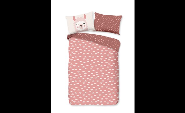 Housse-de-couette-Lama-7133-140x220-pink-good-morning-kids-Muller