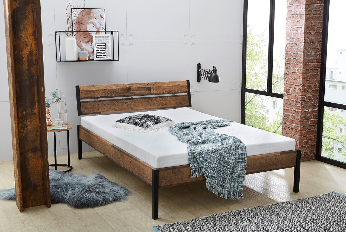 Anoniem bovenstaand canvas Bed met matras en lattenbodem Vera - Meubelen Crack