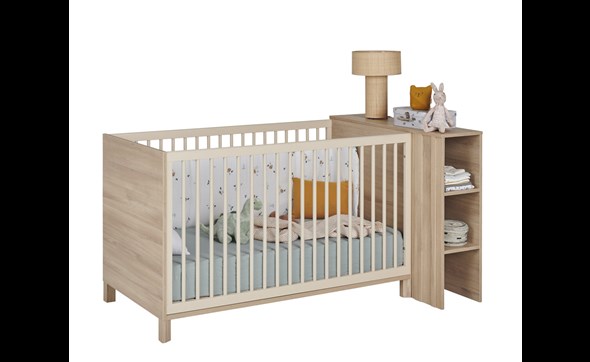 Lit-bebe-tranformable-avec-tete-de-lit-Calypso-decor-chene-du-bocage-Gami