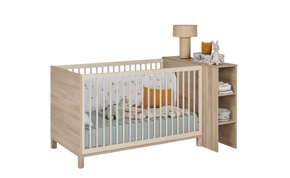 Lit-bebe-tranformable-avec-tete-de-lit-Calypso-decor-chene-du-bocage-Gami