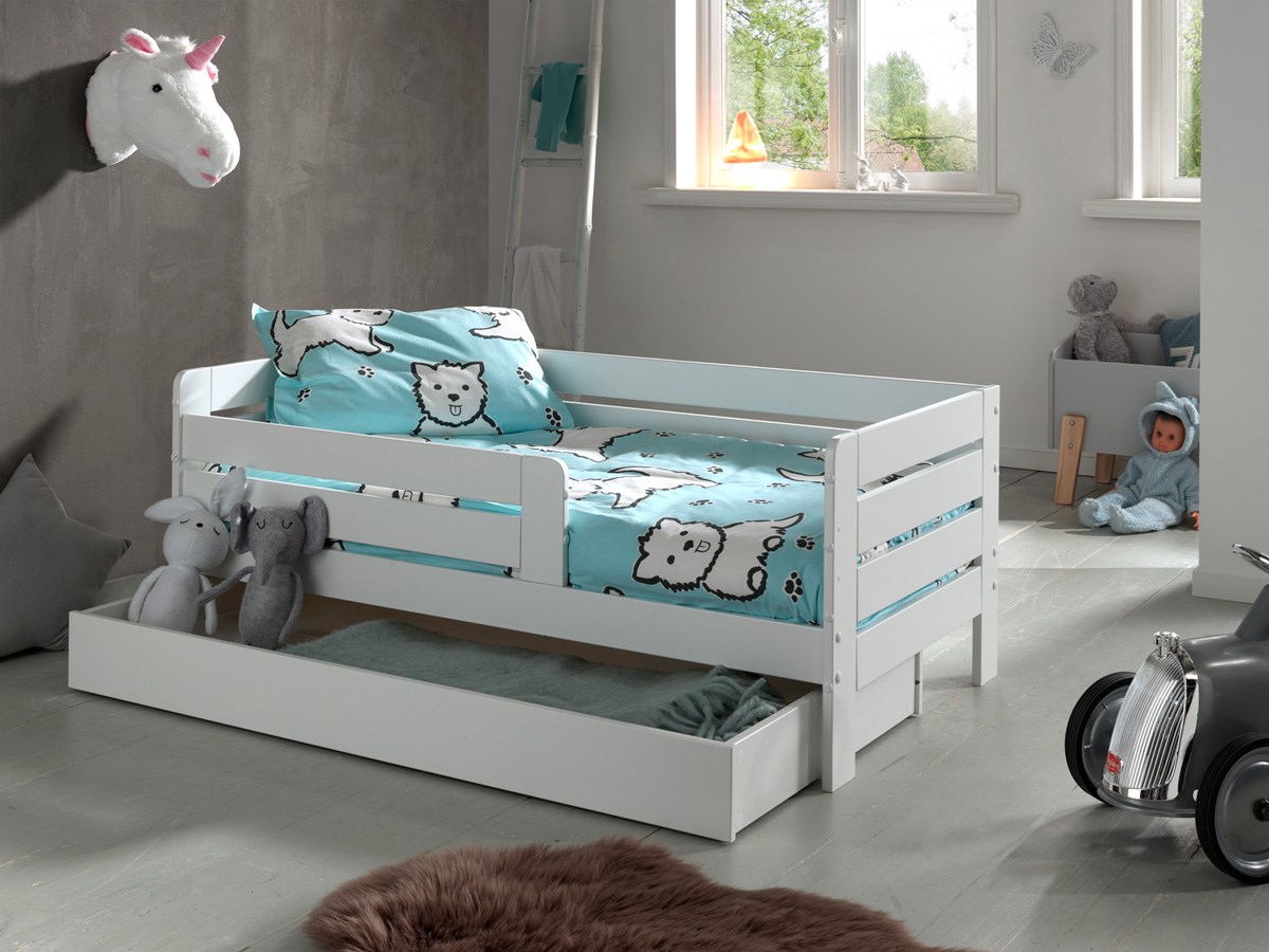 Lit enfant avec sommier + tiroir-lit Toddler 71 - blanc - Meubles Crack