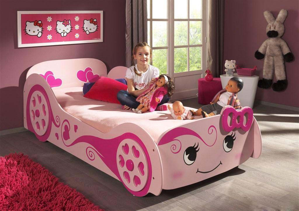 Lit-voiture-Love-car-Funbeds-MDF-rose-SCLB200-Vipack