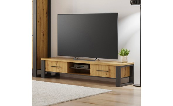 Meuble-TV- Eden-decor-papier-coloris-jesion-portland-dab-artisan-161cm-Divaco