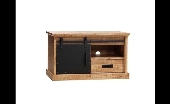 Meuble-TV-1-porte-1-tiroir-Industry-lamulux-manguier-110cm-Maxfurn