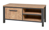 Meuble-TV-1-porte-Lovina-decor-bois-teak-noir-mat-K661-TV1-TV6-158cm-Meubar