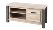 Meuble-TV-1-porte-Tomba-decor-bois-chene-vieux-imitation-acier-K497-TV6-130cm-Meubar