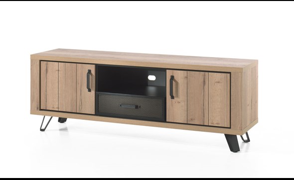 Meuble-TV-2-portes-1-tiroir-Andes-decor-bois-chene-metal-180cm-Comodi-Living