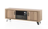 Meuble-TV-2-portes-1-tiroir-Andes-decor-bois-chene-metal-180cm-Comodi-Living
